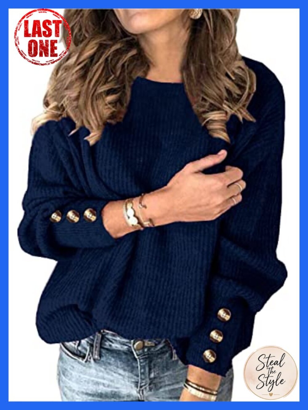 Batwing Sleeve Crewneck Ribbed Knit Pullover Sweater
